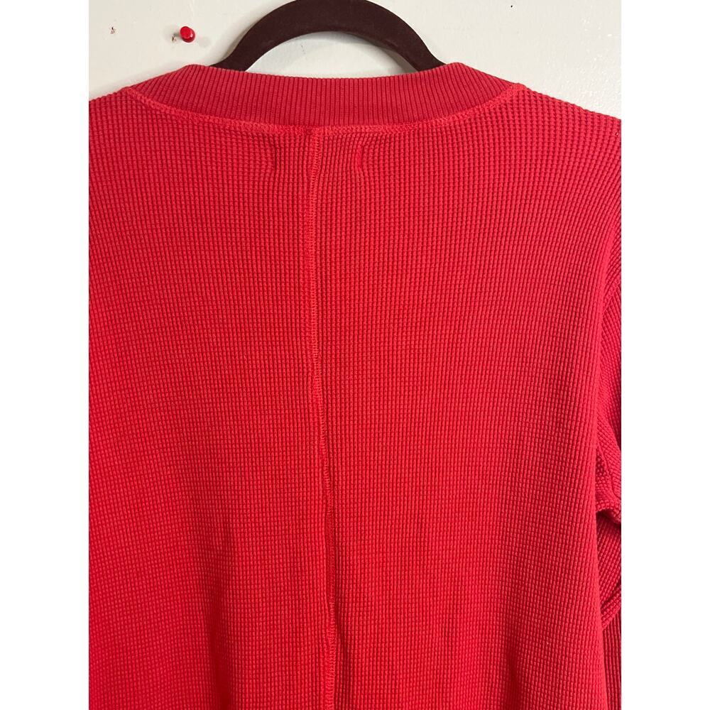 Everlane Waffle Knit Henley One Piece Lounge Pajama Jumpsuit in Currant, Size XL - Picture 3 of 12